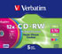 Verbatim CD-RW, 12x, 700 MB/80 min, 5-pack slim case, SERL, färgade Verbatim CD-RW, 12x, 700 MB/80 min, 5-pack slim case, SERL, färgade