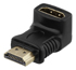 Deltaco HDMI-adapter, 19-pin ha till ho, vinklad, guldpläterade kontakter, svart Deltaco HDMI-adapter, 19-pin ha till ho, vinklad, guldpläterade kontakter, svart