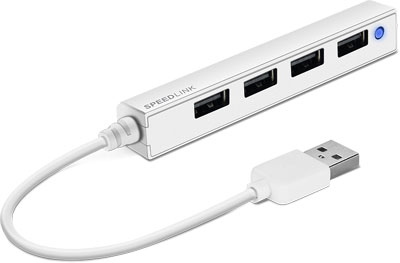 SpeedLink SNAPPY SLIM USB Hub, 4-Port, USB 2.0, Passive, White