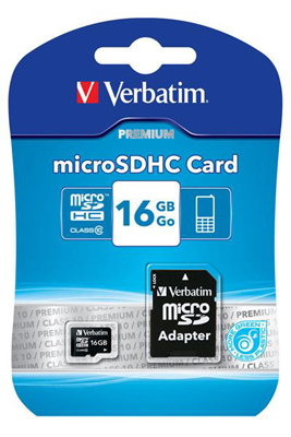 Verbatim Micro SDHC 16GB Class 10, inklusive adapter