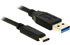 Deltaco USB-C till USB-A kabel, 1m, 3A, USB 2.0, svart