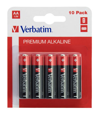 Verbatim AA Alkaline Batteries, 1.5V, 10 pack