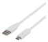 Deltaco USB 2.0 kabel, Typ C - Typ A ha, 0,25m, vit