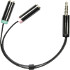 DELTACO ljudadapter, 3,5mm hane till 3,5mm mikrofon hona och 3,5mm stereo hona, 4-pin, 0,1m, svart DELTACO ljudadapter, 3,5mm hane till 3,5mm mikrofon hona och 3,5mm stereo hona, 4-pin, 0,1m, svart