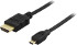 Deltaco HDMI-kabel, HDMI High Speed with Ethernet, 19-pin ha-micro 19-pin ha, 4K, Ethernet, svart, 1m