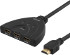 Deltaco 3 Port HDMI Pigtail Switch, automatiskt/manuell HDMI-switch, tre ingångar till en utgång, 0,5m, guldpläterade kontakter,