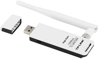 TP-Link trådlöst nätverkskort, USB, 150Mbps, 802.11b/g/n, extern antenn, vit/svart