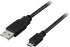 Deltaco USB 2.0 kabel Typ A ha - Typ Micro B ha, 5-pin, för laddning/dataöverföring till mobiltelefoner/PDA, 0,5m, svart