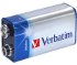 Verbatim batteri, 9V/6LR61, Alkaliskt, 1-pack Verbatim batteri, 9V/6LR61, Alkaliskt, 1-pack