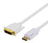 Deltaco DisplayPort till DVI-D Single Link monitorkabel, Full HD i 60Hz, 3m, vit, 20-pin ha - 18+1-pin ha Deltaco DisplayPort till DVI-D Single Link monitorkabel, Full HD i 60Hz, 3m, vit, 20-pin ha - 18+1-pin ha