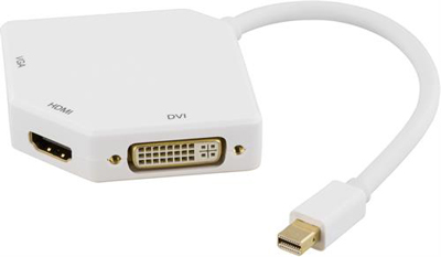 Deltaco mini DisplayPort till HDMI, VGA och DVI-D Single Link