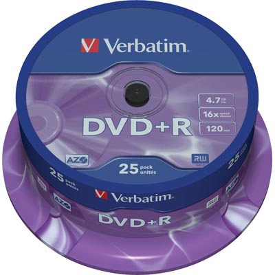 Verbatim DVDR 16x 4,7 GB/120 min 25-pack spindel AZO