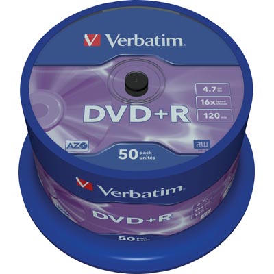 Verbatim DVDR 16x 4,7 GB/120 min 50-pack spindel AZO