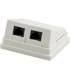 Deltaco vägguttag, utanpåliggande UTP, 2xRJ45, vinklad, Cat5e Deltaco vägguttag, utanpåliggande UTP, 2xRJ45, vinklad, Cat5e